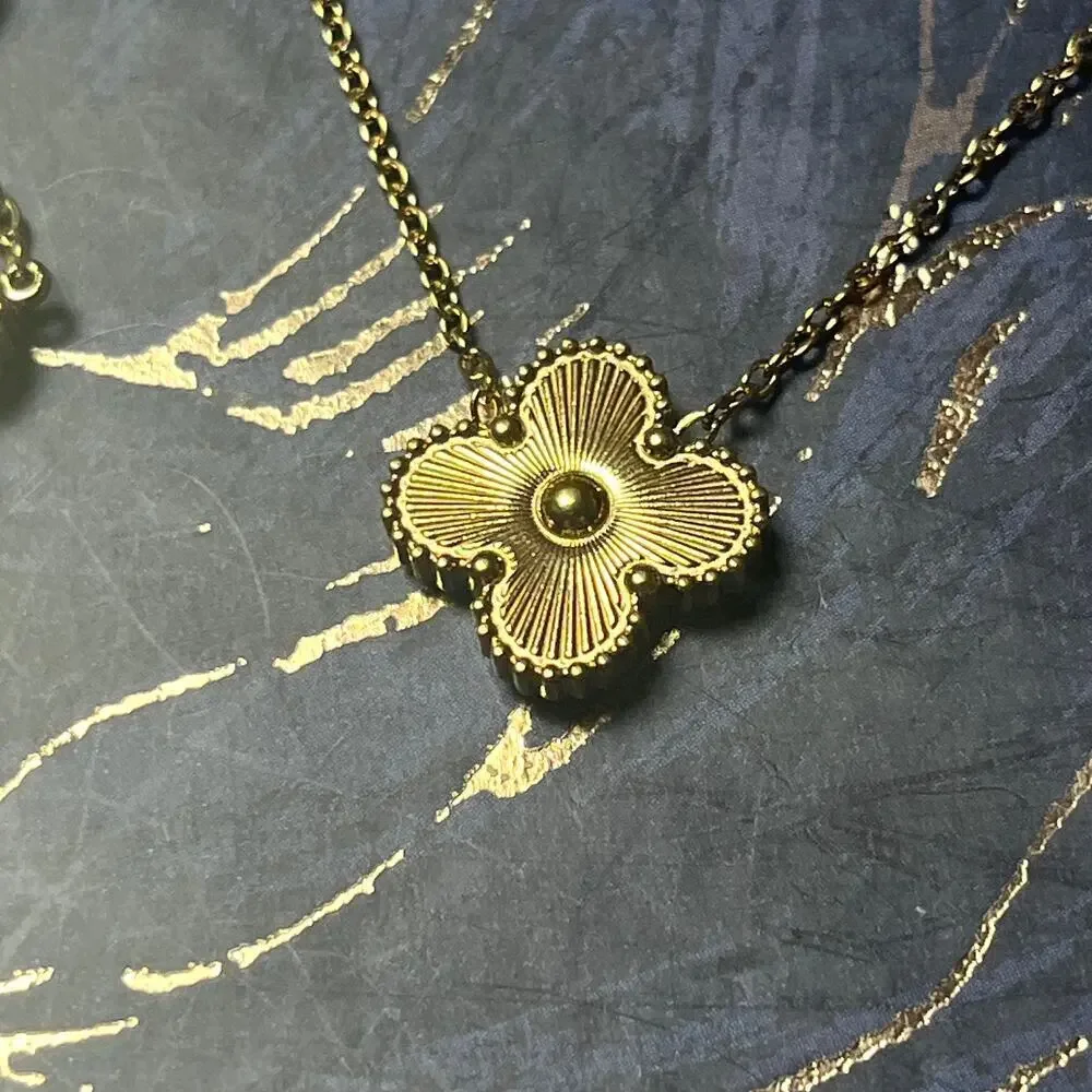 Elegant 18K GP Gold Plated Flower Jewelry Set - Necklace and Bracelet Signed JY